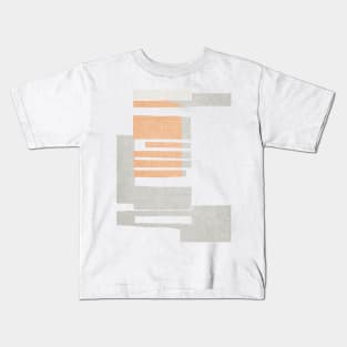 Abstract Orange and Grey Shreds Kids T-Shirt